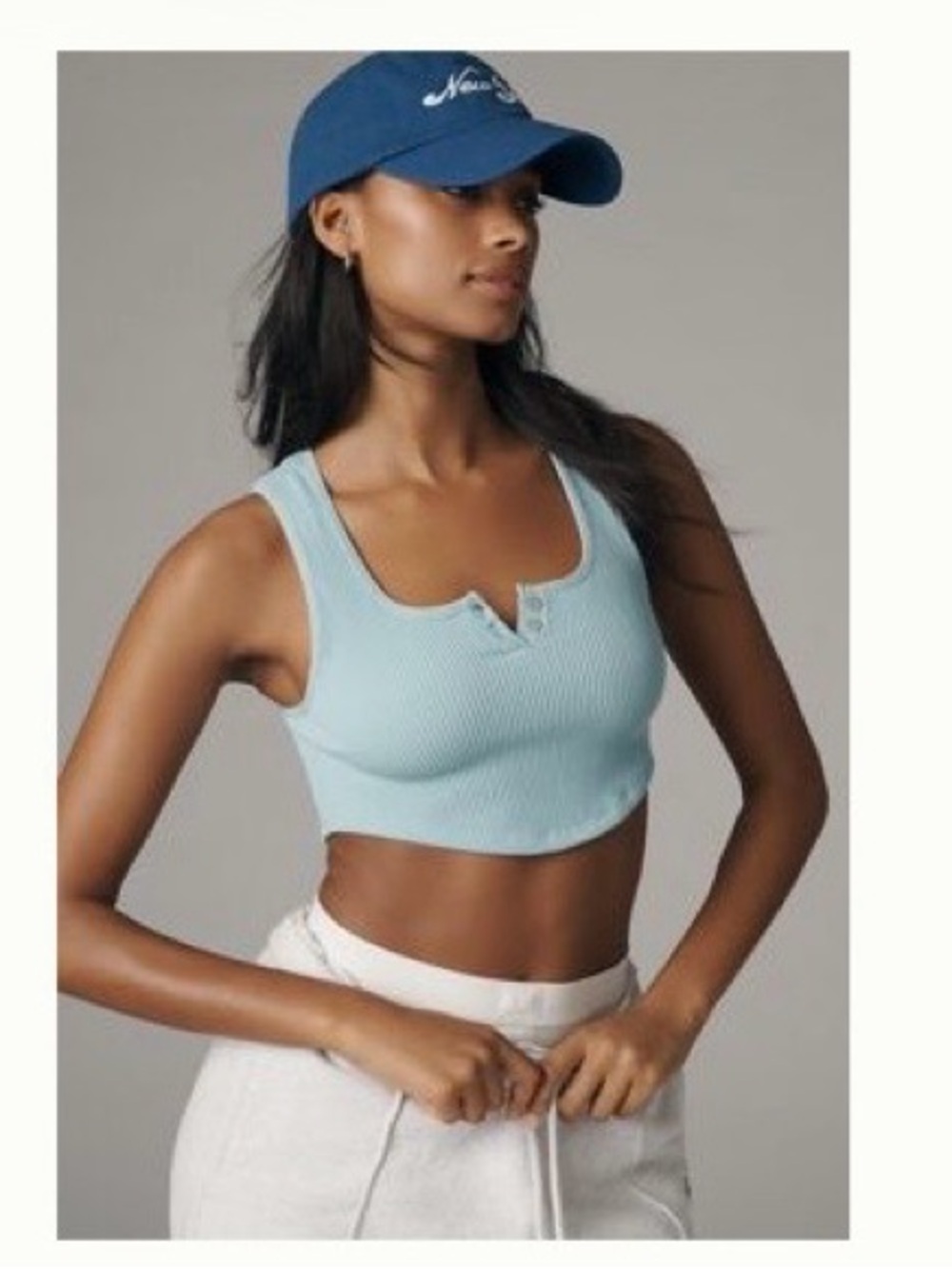Anthropologie Seamless Henley Crop Top